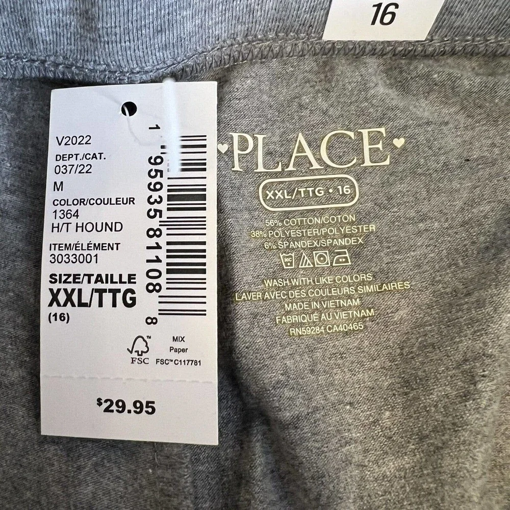 Childrens Place Grey Wide Leg Split Hem Knit‎ Pant XXL 16 New